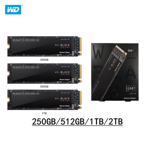 Western Digital WD SSD Black 2TB 1TB 500GB 250GB M.2 2280 NVMe PCIe Gen3*4 Internal Solid State Drive SN750 3D Nand ► Photo 1/6