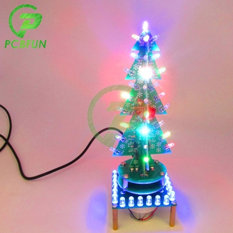 3-Dimensional 3D Rotating Colorful Music Christmas Tree Lamp Decor Christmas Gift LED Electronic DIY Kit +Breathing Light Parts ► Photo 1/6