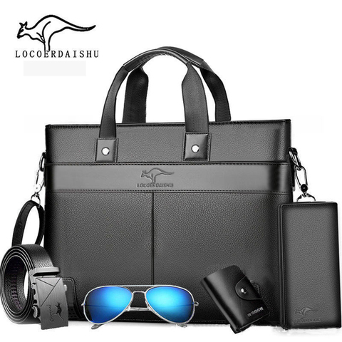 5pcs/lot Briefcase business 15 inch laptop Bag Men PU Leather Men Bags luxury Business Brand Male computer Handbags 2022 New ► Photo 1/6