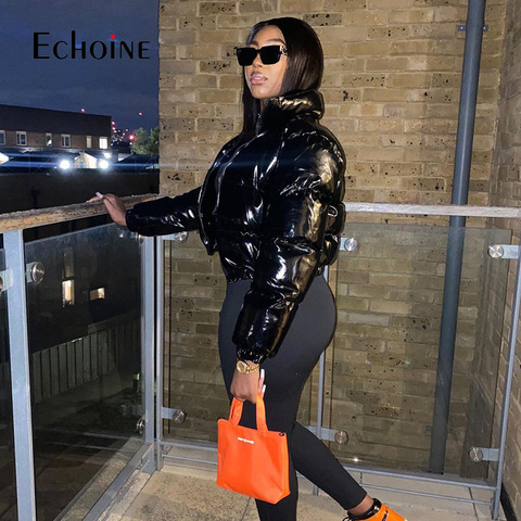 Echoine Women Autumn Winter Long Sleeve Zip Solid Down jacket  Baggy Parkas Fashion Casual Puffer bubble Coat Streetwear Outfits ► Photo 1/6