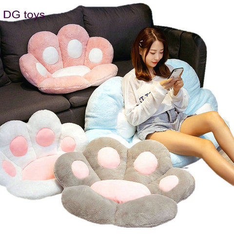 Fluffy Hair Bear Paw Chair Pillow Grey Pink Indoor Floor Mat Stuffed Winter Warm Animals Waist Cushion Plush Sofa Decor Pillow ► Photo 1/1