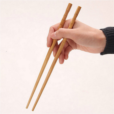 1 Pair Pure manual Natural Bamboo Wood Chopsticks Healthy Chinese Carbonization Chop Sticks Reusable Hashi Sushi Food chopsticks ► Photo 1/6