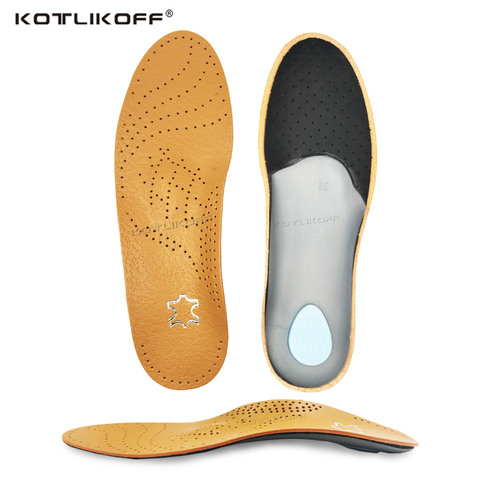 Unisex Premium Leather Orthotic insoles for Flat foot Shoe Insoles High Arch Support orthopedic Pad for Correction OX Leg Health ► Photo 1/6