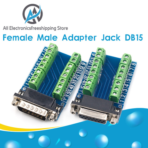 DB15 DP15 D-SUB VGA 15pin Female Male Adapter Jack Terminal PCB Board Double Row 15P Connector RS232 Serial Port Socket Plug ► Photo 1/6