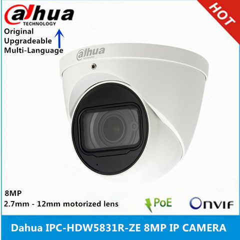 Original Dahua IPC-HDW5831R-ZE 8MP WDR IR50M  2.7mm-12mm motorized lens IP67 IK10 built-in mic PoE WDR Eyeball Network IP Camera ► Photo 1/2