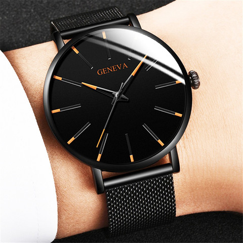 2022 New Men's Fashion Ultra Thin Watches Elegant Men Business Stainless Steel Mesh Quartz Watch Relogio Masculino Hot Sale Hour ► Photo 1/6