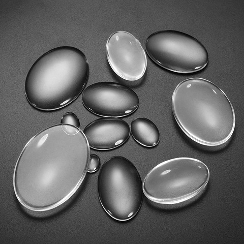 5-50pcs/lot Length 10-50mm Oval Flat Transparent Glass Cabochon Dome Cover DIY Pendant Ring Jewelry Making Supplies Accessories ► Photo 1/6