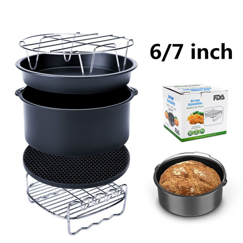 13pcs Air Fryer Accessories 7 Inch Fit for Airfryer 5.2-6.8QT Baking Basket  Pizza Plate Grill Pot Kitchen Cooking Tool for Party