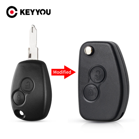 KEYYOU For Renault Duster Logan Fluence Clio Kangoo Sandero Espace Modified Flip Car Key Shell 2 Buttons Fob VAC102 NE72 Blade ► Photo 1/6