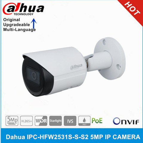 original dahua IPC-HFW2531S-S-S2 5MP IP Camera POE IP67 IR30M P2P Bullet Starlight Camera ► Photo 1/2