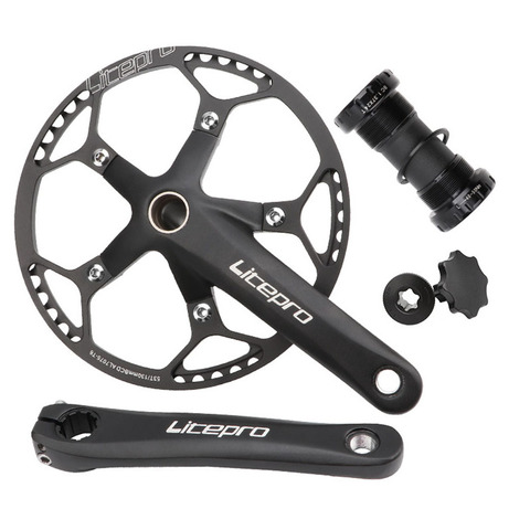 Litepro Folding Bike Hollow Integrated Crank 170 Aluminum Alloy Sprocket With Bottom Axis Disc 53T 56T 58T Disk Bicycle Parts ► Photo 1/6