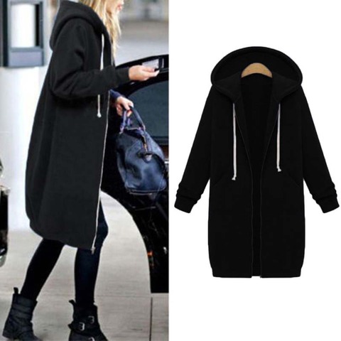 2022 Autumn Winter Oversized Hoodie Women Oversize Long Sweatshirt Woman Hoodie Hooded Sweatshirt Female Hoodies For Women Black ► Photo 1/6