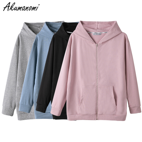 Pink Blue sweatshirt Women Zip Hoodie Oversize Vintage Korean Plus Size 7xl 6xl 5xl 4xl Women's Hoodies Sweatshirts With Zipper ► Photo 1/6