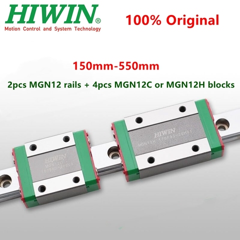 2pcs Hiwin linear guide MGN12 150 200 250 300 330 350 400 450 500 550 mm MGNR12C rail + 4pcs MGN12C or MGN12H block carriage CNC ► Photo 1/6