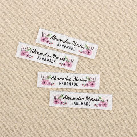 160pcs Ironing Labels, Logo or Text, Personalized Brand , Clothing Labels,  flowers, Custom Design, Fabric tags (TB3108) ► Photo 1/6