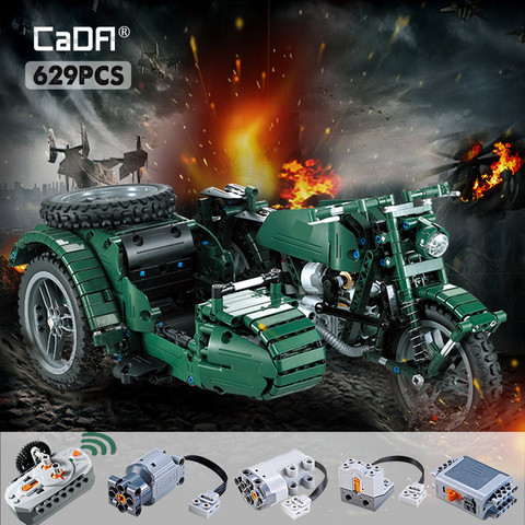 Cada 629PCS RC Motorcycles Building Blocks City Technic Military German WW2 War Remote Control Car Bricks Toys for Kids ► Photo 1/6