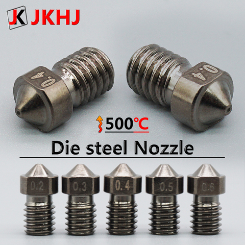 3D Printer Parts Nozzle E3D V6 Die Steel Nozzle V5 High Temperature Hardened Steel Nozzle M6 Thread 0.2/0.3/0.4/0.5/0.6 1.75mm ► Photo 1/6