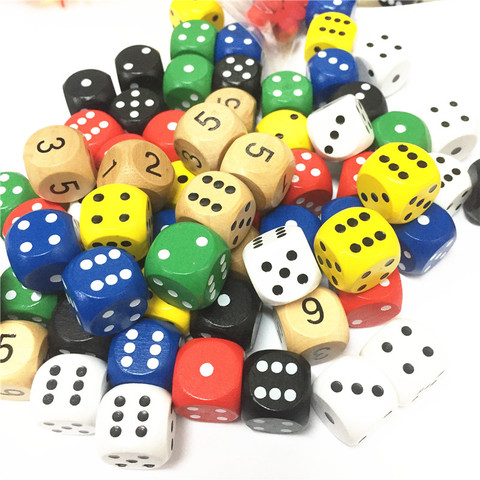 10pcs  Wood Dice D6 Sided Dice 16mm Digital number or point Cubes Round Coener For Kid Toys Board Games ► Photo 1/6