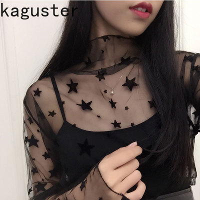 Fashion Black Sexy Women Long Sleeve See Through Mesh Sheer Party Clubwear Night Shirt Tops 2022 shirts t shirt Lace ► Photo 1/6