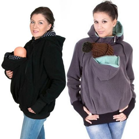 2022 New Hands Free Parenting Child Woman Kangaroo Hoodies with Baby Carrier Winter Pregnant Sweatshirts with Parent Child ► Photo 1/6