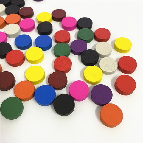 50pieces Diameter 15*5MM 10 Colors Wooden Pawn Game Pieces Colorful Chess For Tokens Board game/Educational Games Accessories ► Photo 1/6