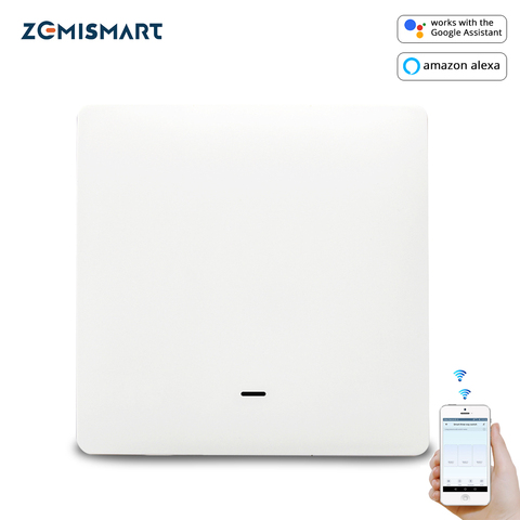 Zemismart Tuya WiFi Light Switch No Neutral Wire Alexa Echo Google Home 1 2 3 Gangs Physical switches with Push Button ► Photo 1/6