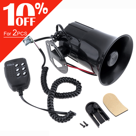 12V 100W Loud 6 Sounds 120-150dB Black Air Horn Siren Speaker for Auto Car Boat Megaphone with MIC Loud Speaker Siren ► Photo 1/6