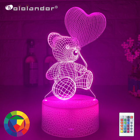 Balloon Bear 3d Night Light Bear with Heart Led Touch Switch Colorful Atmosphere for Home Decoration Light Table Lamp Bedside ► Photo 1/6