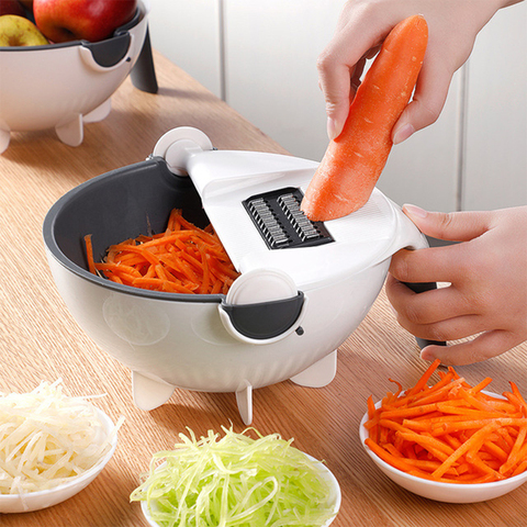 Multifunctional Rotate Vegetable Cutter With Drain Basket household potato slicer radish grater Kitchen Tools Vegetable Cutter ► Photo 1/6
