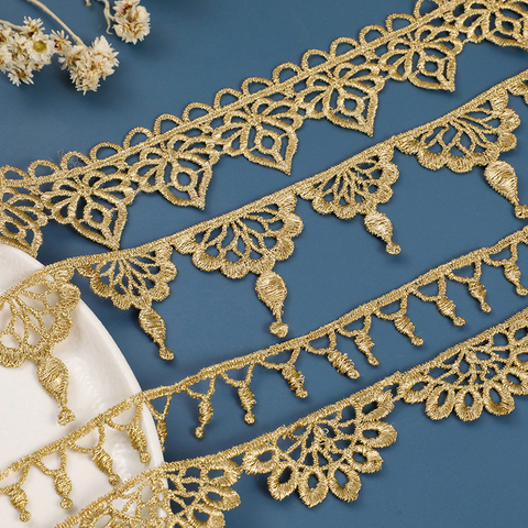 zsbszc 2 yards Width 1.9-4.7CM sewn gold lace trim braid lace DIY garment accessories macrame embroidery lace JDB30 JDB39 JDB45 ► Photo 1/4