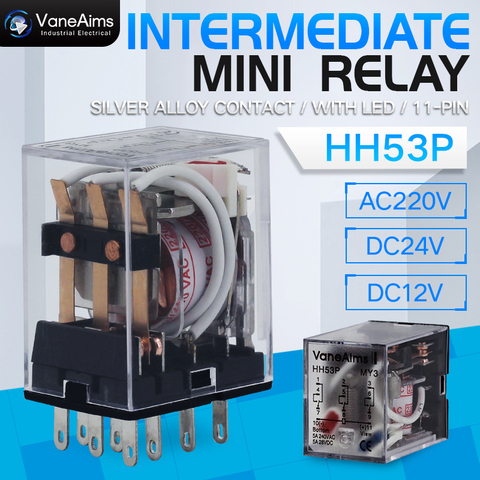 Electromagnetic Coil General DPDT Power Relay MY3NJ DPDT 8Pins HH53P DC12V 24V AC220V Miniature Relay & PYF08A Base ► Photo 1/6