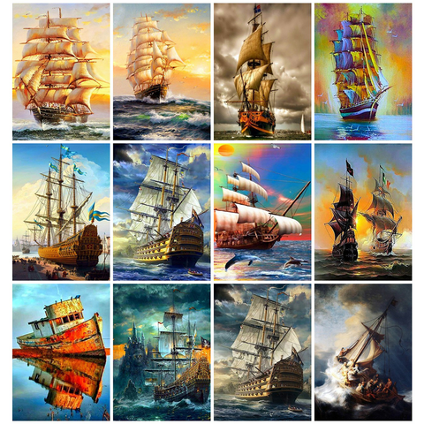 Huacan 5d Diamond Painting New Arrivals Ship Diamond Art Full Drill Embroidery Sea Mosaic Scenery Home Decoration ► Photo 1/6