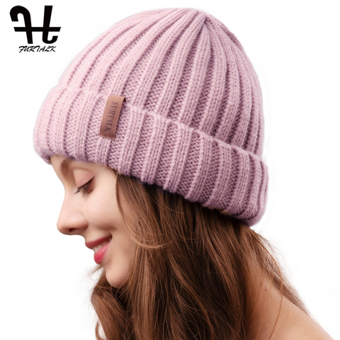 FURTALK Winter Hats for Women Knitted Velvet Beanie Hat Ladies Warm Winter Skullies Cap Men Knit Winter Hats ► Photo 1/6