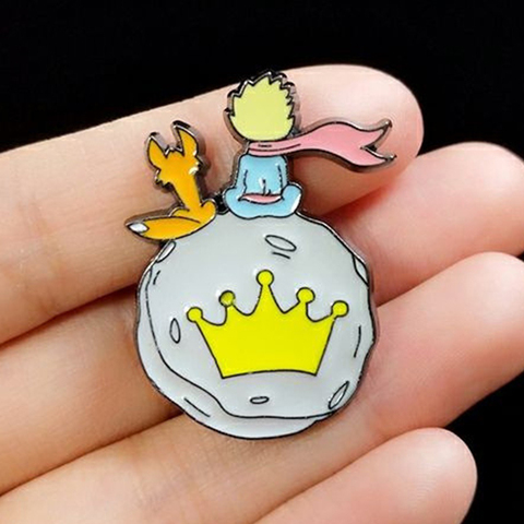 Little prince metal brooch cartoon cute fox anti-glare pin buckle men and women sweater accessories backpack decoration badge ► Photo 1/6