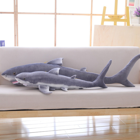 Simulation shark plush toy strip sleeping pillow big white shark children Tricky Creative Toys birthday gift for kids friends ► Photo 1/6