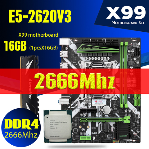 Huananzhi X99 DDR4 DIMM motherboard combos Xeon E5 2620 V3 LGA2011-3 CPU 1* 16GB = 16GB PC4 RAM 2666MHz DDR4 REG ECC RECC memory ► Photo 1/6