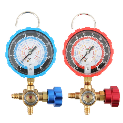 Pure Copper Refrigerant Pressure Gauge R134a/R410/R32/R22/R407C Air Conditioning and Fluoride Table Low/high Pressure ► Photo 1/3