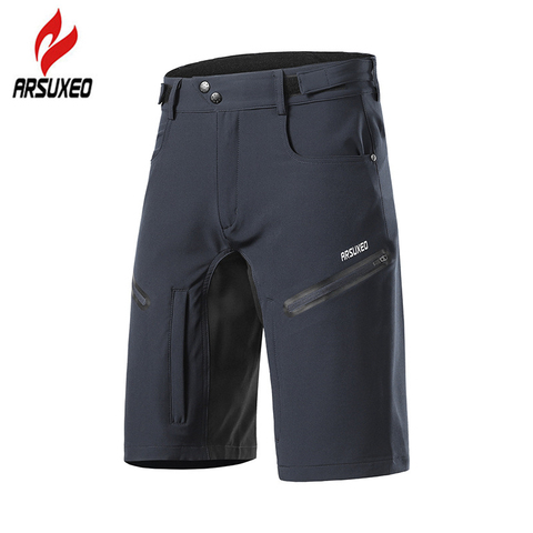 ARSUXEO 6 Colors Men's MTB Shorts Cycling Bicycle Shorts Loose Fit Outdoor Sports Hiking Mountain Bike Downhill Biker Shorts ► Photo 1/6