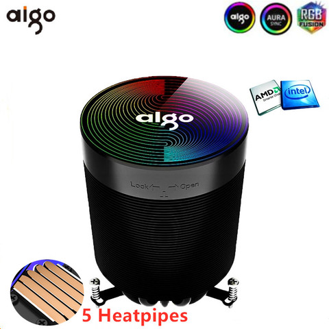 Aigo shadow CPU Cooler 4pin pwm aura sync 5 Pure Copper Heat-pipes freeze Tower Cooling System CPU Cooling led rgb Fan Radiator ► Photo 1/6