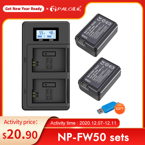Batter For Sony NP-FW50 NP FW50 FW50 Battery LCD Charger For Sony A6000 NEX-7 NEX 5N F3 NEX-3D NEX-3DW NEX-3K NEX-5C Alpha 7R II ► Photo 1/6