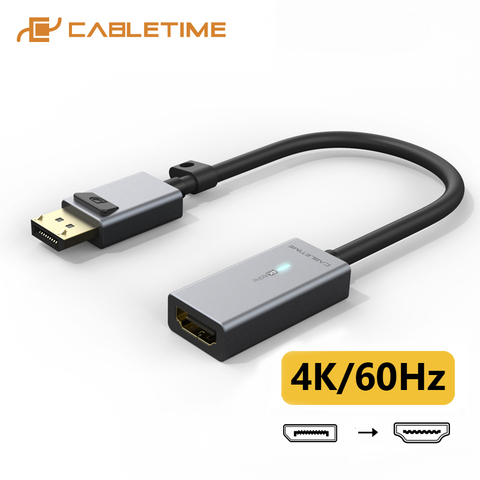 CABLETIME Displayport to HDMI Adapter 4K/60Hz Gold plated DP to HDMI Video Display Converter for Laptop PC HDMI Adapter C314 ► Photo 1/6