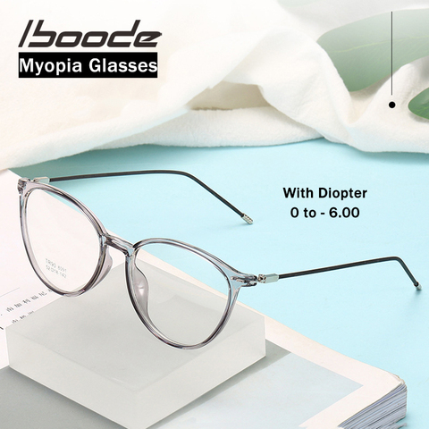 iboode Ultralight TR90 Finished Myopia Glasses Men Women Anti Blue Blocking Optical Myopic Glasses With Diopter 0 -0.5 to -6.0 ► Photo 1/6