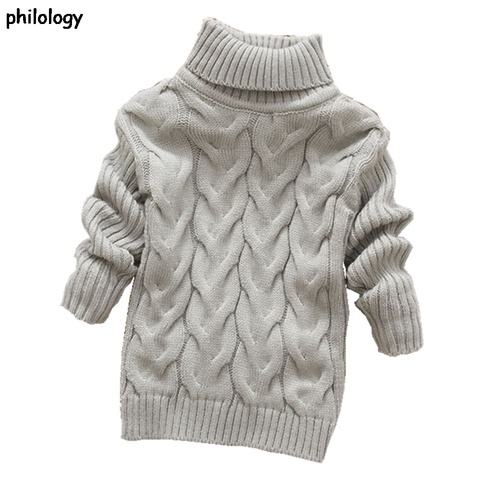 PHILOLOGY 2T-8T pure color winter boy girl kid thick Knitted bottoming turtleneck shirts solid high collar pullover sweater ► Photo 1/6