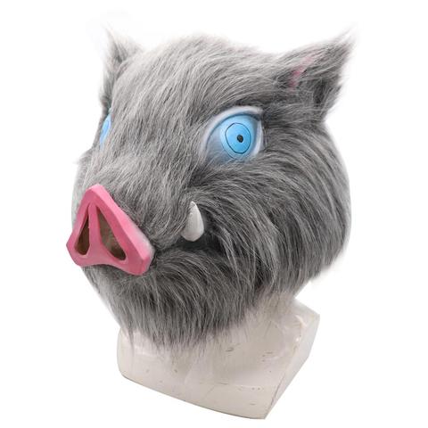 Inosuke Hashibira Mask Helmet Demon Slayer Kimetsu no Yaiba Cosplay Hood Hair Pig Mask Headwear Halloween Carnival Costume Prop ► Photo 1/6