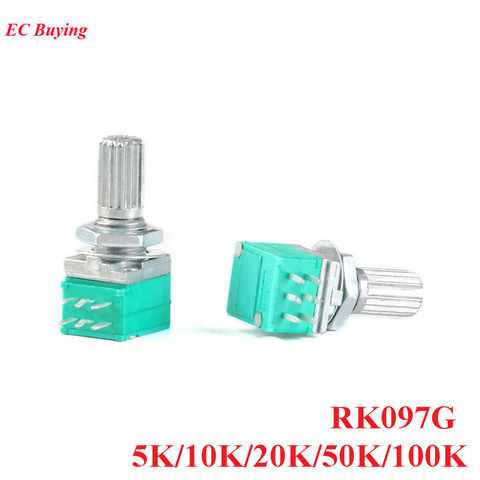 5pcs RK097G 5K 10K 20K 50K 100K Potentiometer with Switch Audio 6pin Handle Length 15mm Amplifier Sealing ► Photo 1/6