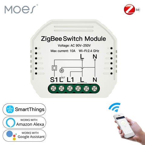 Tuya ZigBee 3.0 Smart Light Switch Module SmartThings Required APP Remote Control, Work with Alexa Google Home For Voice Control ► Photo 1/6