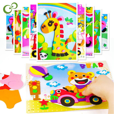 10 designs/lot DIY Cartoon Animal 3D EVA Foam Sticker Puzzle Series E Early Learning Education Toys for Children WYQ ► Photo 1/5