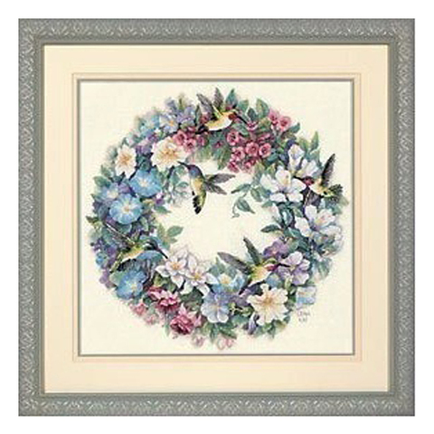 Top Quality Lovely Cute Counted Cross Stitch Kit Hummingbird Wreath Flower Wreath dim 35132 ► Photo 1/4