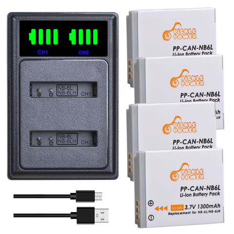 NB-6LH Battery NB-6L NB 6L NB6L Battery Charger Kits for Canon PowerShot D10 D20 D30 S95 SX260 SX280 SX540 SX700 SX710 HS Camera ► Photo 1/6