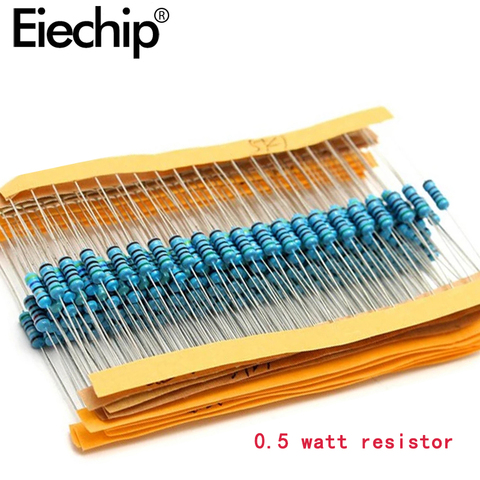 0.5 watt resistor Metal film resistance kit,1/2W 1% DIY electronic set of resistors Assorted package 56 ohm 390 ohm 3.3K 4.7K ► Photo 1/4